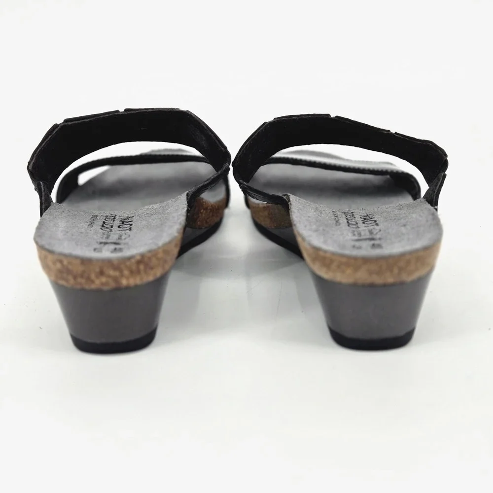 Naot Royalty Black Patent Leather Wedge Slide Sandals Comfort Gorpcore NWOT 9 40